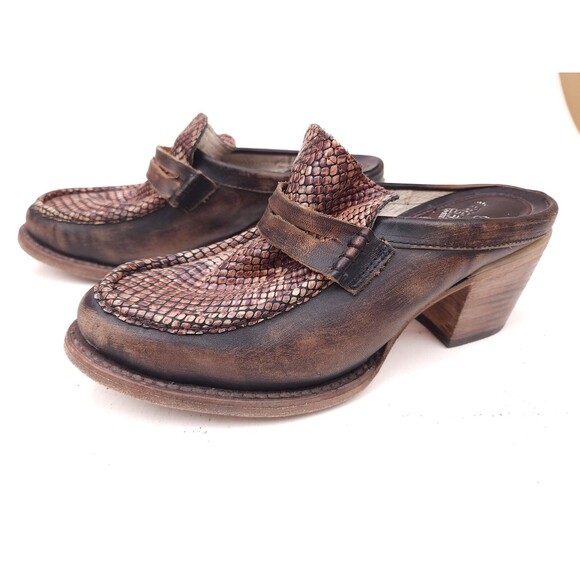 Freebird Collins Brown Multi Lizard Mule Penny Loafers Size 8 $245 - Picture 5 of 10